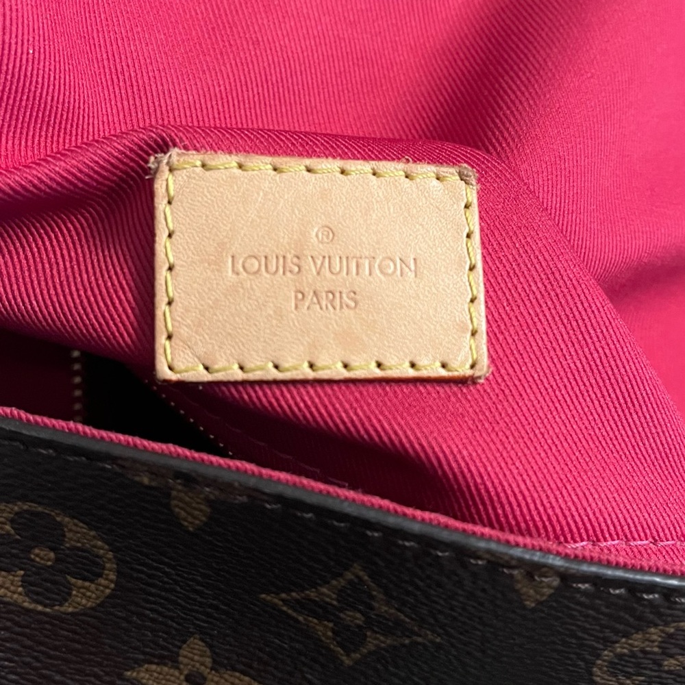 Louis Vuitton Monogram Canvas Shoulder Bag with Natural Vachetta and Red Trim - Picture 13 of 16